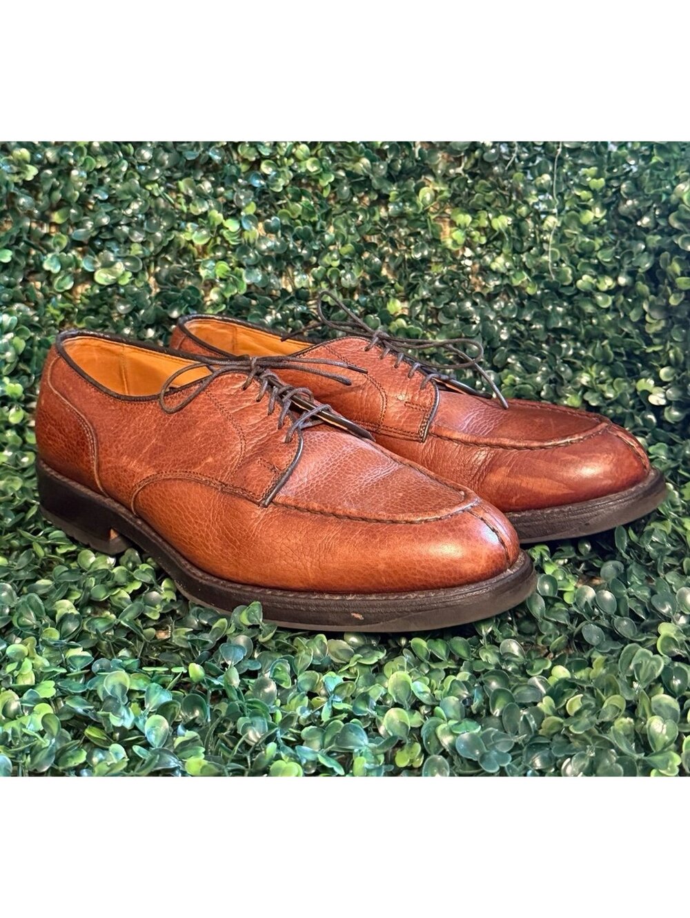 Allen Edmonds Canton Men's Split Toe 5651 Pebble Grain Brown Leather Shoes 9D
